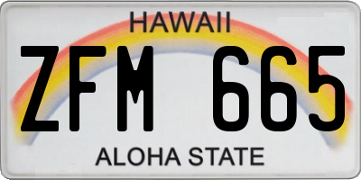HI license plate ZFM665