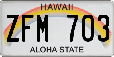 HI license plate ZFM703