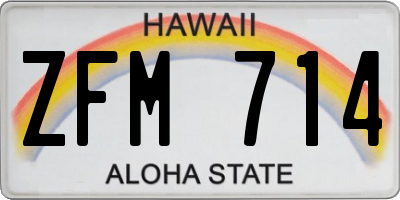 HI license plate ZFM714