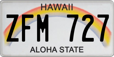 HI license plate ZFM727