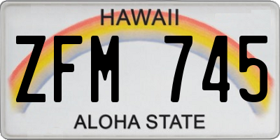 HI license plate ZFM745