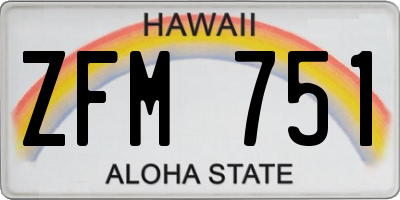 HI license plate ZFM751
