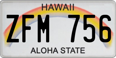 HI license plate ZFM756