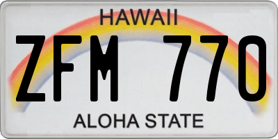 HI license plate ZFM770