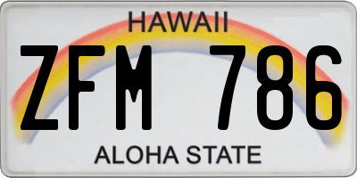 HI license plate ZFM786