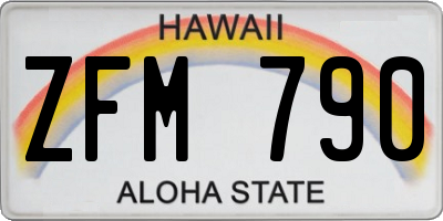 HI license plate ZFM790