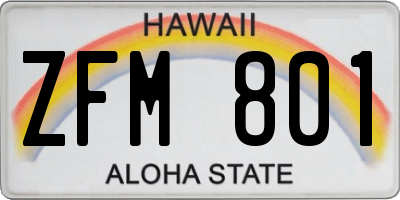 HI license plate ZFM801