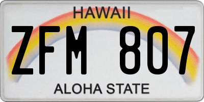 HI license plate ZFM807