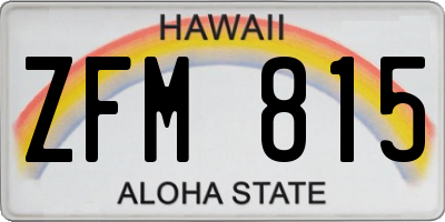 HI license plate ZFM815
