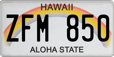 HI license plate ZFM850