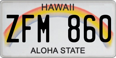 HI license plate ZFM860