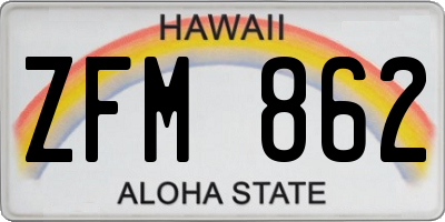 HI license plate ZFM862