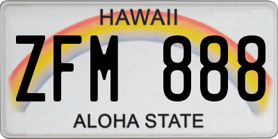 HI license plate ZFM888