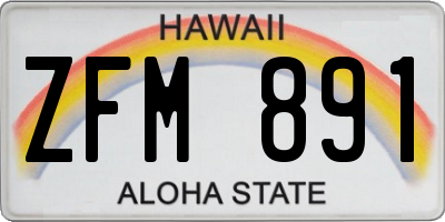 HI license plate ZFM891