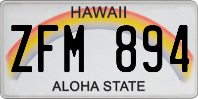 HI license plate ZFM894