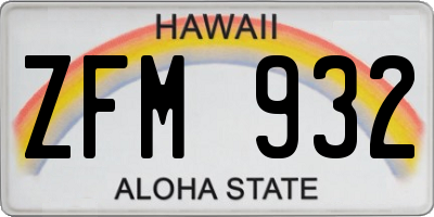 HI license plate ZFM932