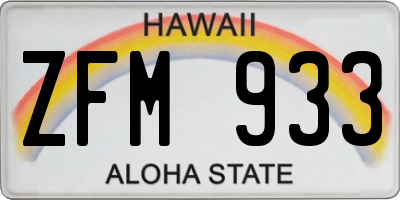 HI license plate ZFM933