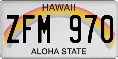 HI license plate ZFM970