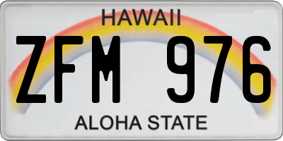 HI license plate ZFM976