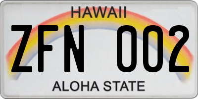HI license plate ZFN002