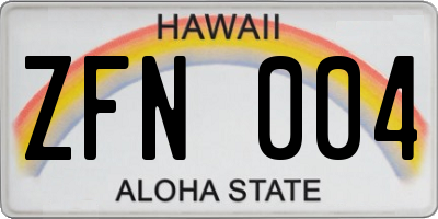 HI license plate ZFN004