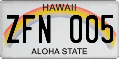 HI license plate ZFN005