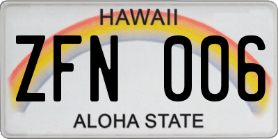 HI license plate ZFN006