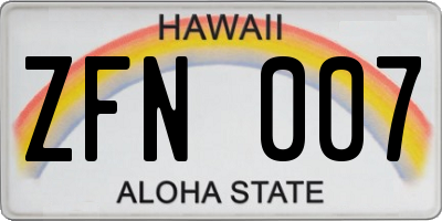 HI license plate ZFN007