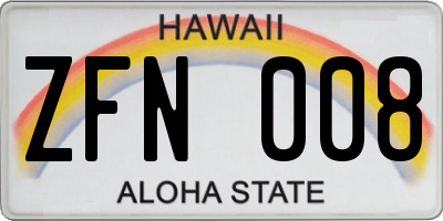 HI license plate ZFN008