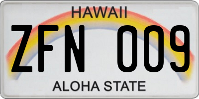 HI license plate ZFN009