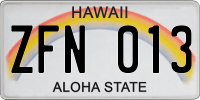 HI license plate ZFN013