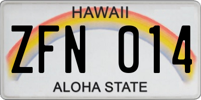 HI license plate ZFN014