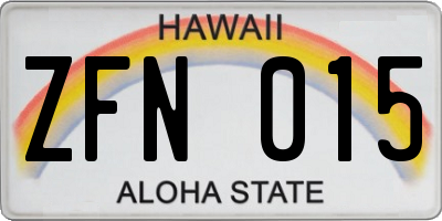 HI license plate ZFN015