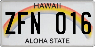 HI license plate ZFN016