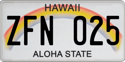 HI license plate ZFN025