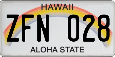 HI license plate ZFN028