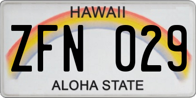 HI license plate ZFN029