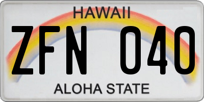 HI license plate ZFN040
