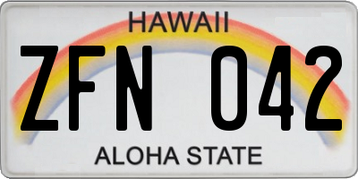 HI license plate ZFN042