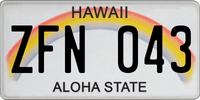 HI license plate ZFN043