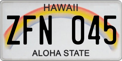 HI license plate ZFN045