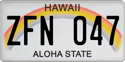HI license plate ZFN047