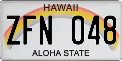 HI license plate ZFN048