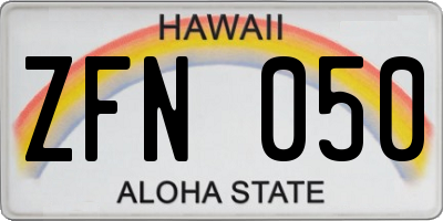 HI license plate ZFN050
