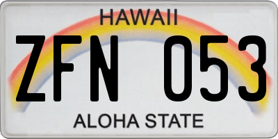 HI license plate ZFN053