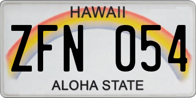 HI license plate ZFN054