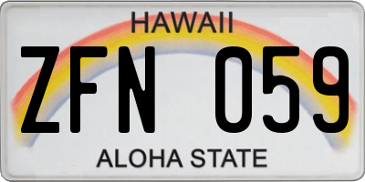 HI license plate ZFN059