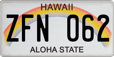 HI license plate ZFN062