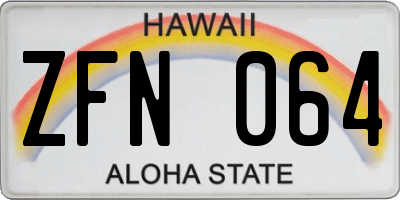 HI license plate ZFN064
