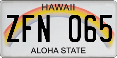 HI license plate ZFN065